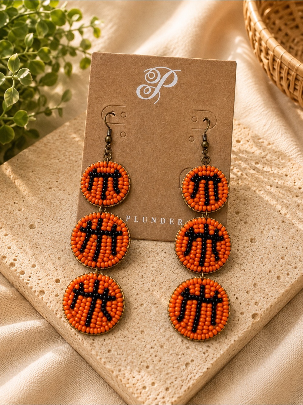 🏀 Plunder “basketball” Triple Beaded Disc Drop Earrings